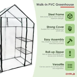 Oypla 3-Tier 4 Shelf Mini Walk-in Growhouse Garden Greenhouse -HOMCO Garden Shop oypla 3 tier 4 shelf mini walk in growhouse garden greenhouse5056233250977 03c MP