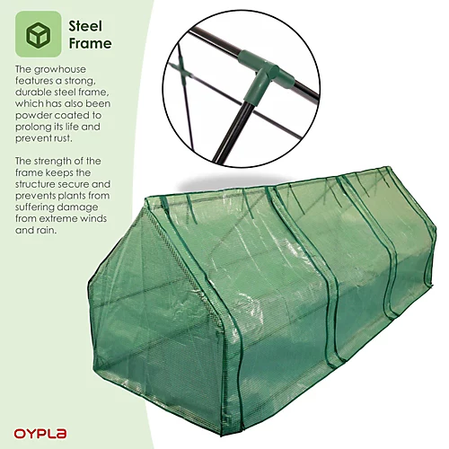 Oypla Large Steeple Growhouse Garden Plant Greenhouse With Plastic Mesh Cover - 270x90x90cm 6 Oypla Large Steeple Growhouse Garden Plant Greenhouse With Plastic Mesh Cover - 270x90x90cm - Image 4