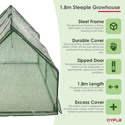 Oypla Small Steeple Growhouse Garden Plant Greenhouse With Plastic Mesh Cover - 180x90x90cm -HOMCO Garden Shop oypla small steeple growhouse garden plant greenhouse with plastic mesh cover 180x90x90cm5060544758794 03c MP