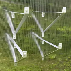 Pack Of 4 Aluminium Greenhouse Shelving Brackets (27cm) -HOMCO Garden Shop pack of 4 aluminium greenhouse shelving brackets 27cm 5056589500849 02c MP