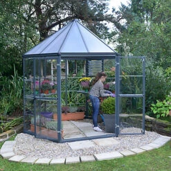 Palram - Canopia Oasis™ Grey 8x6 Greenhouse -HOMCO Garden Shop palram canopia oasis grey 8x6 greenhouse7290108133837 03i bq