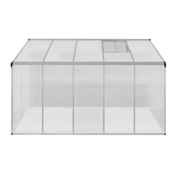Polycarbonate Greenhouse 6ft X 10ft With Base Silver -HOMCO Garden Shop polycarbonate greenhouse 6ft x 10ft with base silver5055986166818 03c MP