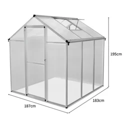 Polycarbonate Greenhouse 6ft X 6ft Silver -HOMCO Garden Shop polycarbonate greenhouse 6ft x 6ft silver5055986166801 03c MP