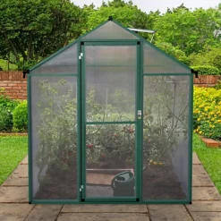 Polycarbonate Greenhouse 6ft X 8ft Green -HOMCO Garden Shop polycarbonate greenhouse 6ft x 8ft green5055986166788 04c MP