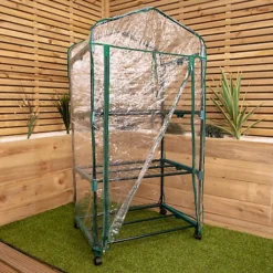 Portable 132cm 3 Tier Garden Greenhouse With Wheels -HOMCO Garden Shop portable 132cm 3 tier garden greenhouse with wheels5056589102210 02c MP