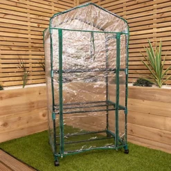 Portable 132cm 3 Tier Garden Greenhouse With Wheels -HOMCO Garden Shop portable 132cm 3 tier garden greenhouse with wheels5056589102210 03c MP