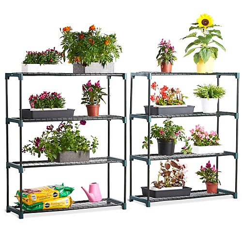 VonHaus Greenhouse Staging Unit, 4 Tier Steel Shelving For Greenhouse, Storage Racking Outdoor Plant Stand Display, Pack Of 2 3 VonHaus Greenhouse Staging Unit, 4 Tier Steel Shelving For Greenhouse, Storage Racking Outdoor Plant Stand Display, Pack Of 2