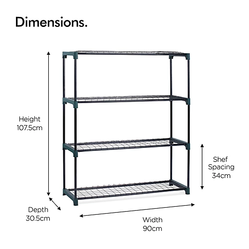 VonHaus Greenhouse Staging Unit, 4 Tier Steel Shelving For Greenhouse, Storage Racking Outdoor Plant Stand Display, Pack Of 2 4 VonHaus Greenhouse Staging Unit, 4 Tier Steel Shelving For Greenhouse, Storage Racking Outdoor Plant Stand Display, Pack Of 2 - Image 2