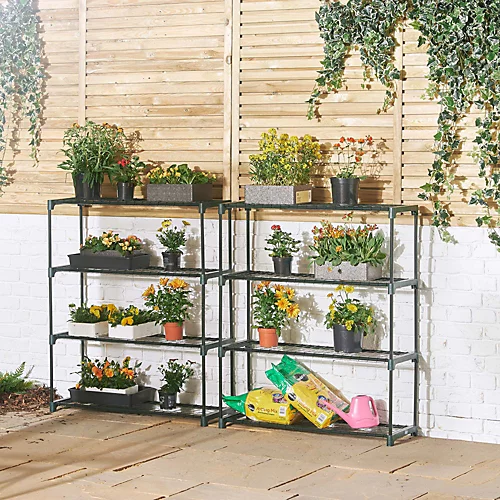 VonHaus Greenhouse Staging Unit, 4 Tier Steel Shelving For Greenhouse, Storage Racking Outdoor Plant Stand Display, Pack Of 2 5 VonHaus Greenhouse Staging Unit, 4 Tier Steel Shelving For Greenhouse, Storage Racking Outdoor Plant Stand Display, Pack Of 2 - Image 3