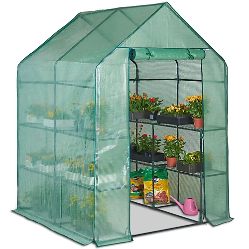 VonHaus Walk In Greenhouse W/ 8 Shelves & Weatherproof Plastic Cover, Plant House/Grow House, Roll Up Zip Door, No Tool Assembly 3 VonHaus Walk In Greenhouse W/ 8 Shelves & Weatherproof Plastic Cover, Plant House/Grow House, Roll Up Zip Door, No Tool Assembly