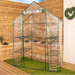 Walk In Garden Greenhouse Green House With 4 Shelves -HOMCO Garden Shop walk in garden greenhouse green house with 4 shelves5056589102159 03c MP