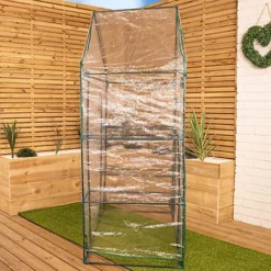 Walk In Garden Greenhouse Green House With 4 Shelves -HOMCO Garden Shop walk in garden greenhouse green house with 4 shelves5056589102159 04c MP