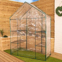 Walk In Garden Greenhouse Green House With 4 Shelves -HOMCO Garden Shop walk in garden greenhouse green house with 4 shelves5056589102159 05c MP