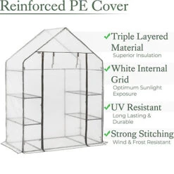 Walk In Greenhouse 4 Shelf 6ft Garden Grow House Reinforced Cover -HOMCO Garden Shop walk in greenhouse 4 shelf 6ft garden grow house reinforced cover5031470232115 03c MP