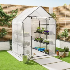 Walk In Greenhouse 8 Shelf 6ft Garden Grow House Reinforced Cover -HOMCO Garden Shop walk in greenhouse 8 shelf 6ft garden grow house reinforced cover5031470232139 02c MP