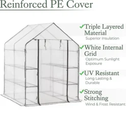 Walk In Greenhouse 8 Shelf 6ft Garden Grow House Reinforced Cover -HOMCO Garden Shop walk in greenhouse 8 shelf 6ft garden grow house reinforced cover5031470232139 03c MP