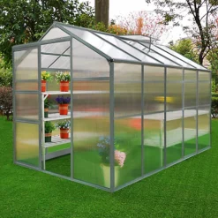 Weather Resistant Aluminium Greenhouse 6ft X 10ft -HOMCO Garden Shop weather resistant aluminium greenhouse 6ft x 10ft5055986127154 02c MP