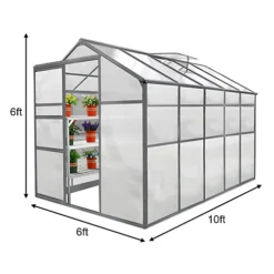 Weather Resistant Aluminium Greenhouse 6ft X 10ft -HOMCO Garden Shop weather resistant aluminium greenhouse 6ft x 10ft5055986127154 03c MP
