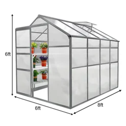 Weather Resistant Aluminium Greenhouse 6ft X 8ft -HOMCO Garden Shop weather resistant aluminium greenhouse 6ft x 8ft5055986127123 03c MP