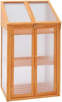 Wooden 3 Tier Plants Growth Double Door Greenhouse -HOMCO Garden Shop wooden 3 tier plants growth double door greenhouse5001112177579 03c MP