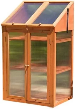 Wooden Greenhouse 3 Tier Mini Double Door Coldframe Indoor Outdoor For Growing Flowers, Plants, Growth House & Lockable Lid -HOMCO Garden Shop wooden greenhouse 3 tier mini double door coldframe indoor outdoor for growing flowers plants growth house lockable lid5012237845915 03c MP